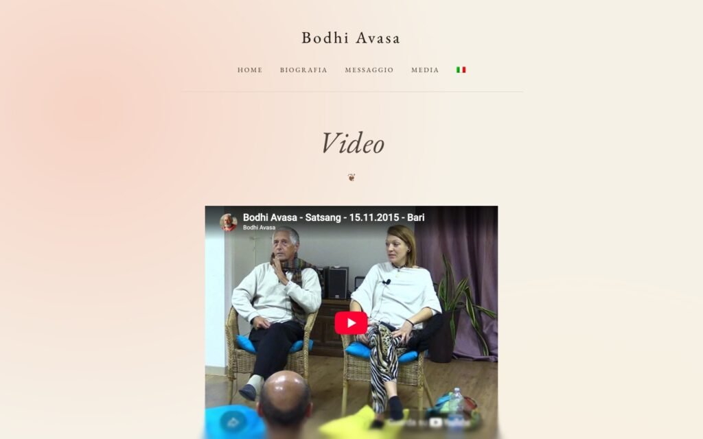 Pagina Video del sito di Bodhi Avasa con le registrazioni dei satsang