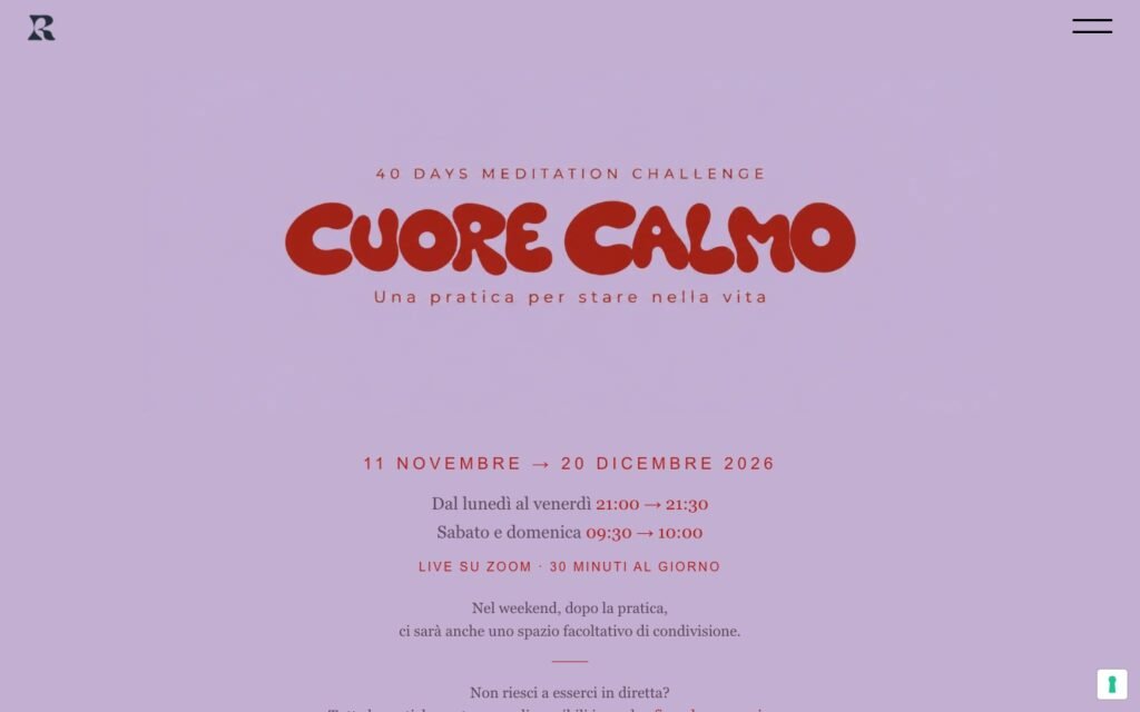 Pagina del corso online Cuore Calmo sul sito Io Sono Rirri